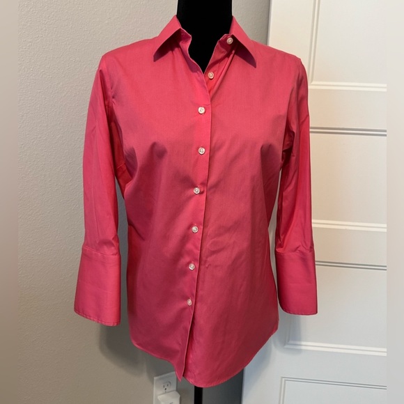 Lands’ End Pink Button Down Shirt Size Small - Picture 1 of 12